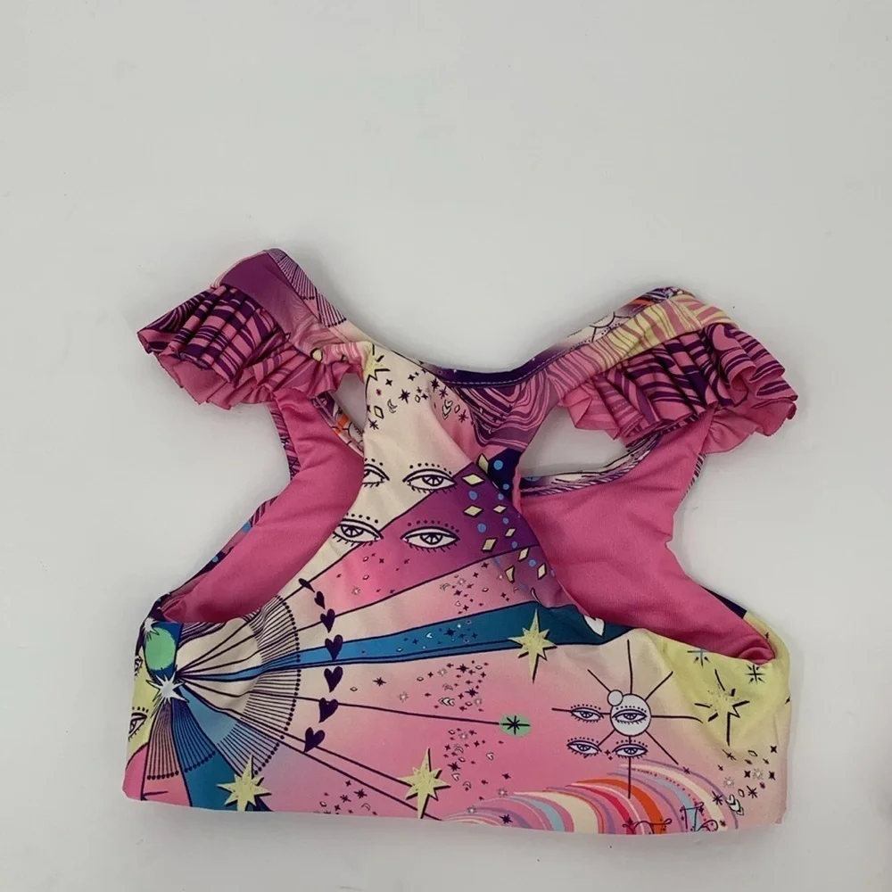 Agua Bendita Keily Eter bikini swim set top bottom pink blue moon toddler new 2T